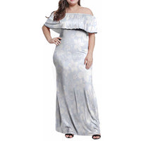 Plumeria Floral White Sunday Family Matching Off Shoulder Maxi Dress and Hawaiian Shirt LT01 Mom's Dress White - Polynesian Pride