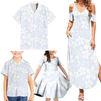 Plumeria Floral White Sunday Family Matching Summer Maxi Dress and Hawaiian Shirt LT01 - Polynesian Pride