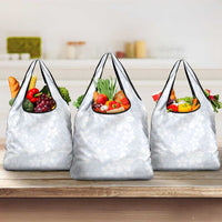 Plumeria Floral White Sunday Grocery Bag