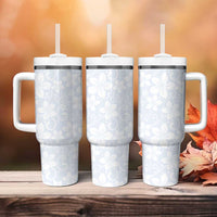 Plumeria Floral White Sunday Tumbler With Handle