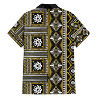 Fiji Masi Tapa Pattern Yellow Family Matching Off The Shoulder Long Sleeve Dress and Hawaiian Shirt LT01 - Polynesian Pride
