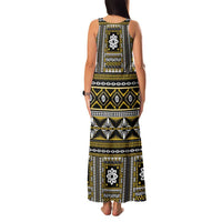 Fiji Masi Tapa Pattern Yellow Family Matching Tank Maxi Dress and Hawaiian Shirt LT01 - Polynesian Pride