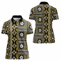 Fiji Masi Tapa Pattern Yellow Women Polo Shirt - Polynesian Pride