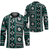 Fiji Masi Tapa Pattern Teal Hockey Jersey - Polynesian Pride
