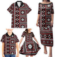 Fiji Masi Tapa Pattern Red Family Matching Puletasi and Hawaiian Shirt - Polynesian Pride