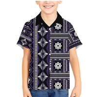 Fiji Masi Tapa Pattern Purple Family Matching Mermaid Dress and Hawaiian Shirt LT01 Son's Shirt Purple - Polynesian Pride
