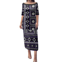 Fiji Masi Tapa Pattern Purple Family Matching Puletasi and Hawaiian Shirt - Polynesian Pride
