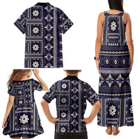 Fiji Masi Tapa Pattern Purple Family Matching Tank Maxi Dress and Hawaiian Shirt LT01 - Polynesian Pride