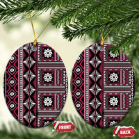 Fiji Masi Tapa Pattern Pink Ceramic Ornament - Polynesian Pride