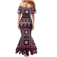 Fiji Masi Tapa Pattern Pink Family Matching Mermaid Dress and Hawaiian Shirt LT01 - Polynesian Pride