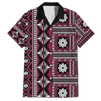 Fiji Masi Tapa Pattern Pink Family Matching Short Sleeve Bodycon Dress and Hawaiian Shirt LT01 Dad's Shirt - Short Sleeve Pink - Polynesian Pride