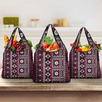 Fiji Masi Tapa Pattern Pink Grocery Bag - Polynesian Pride
