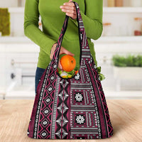 Fiji Masi Tapa Pattern Pink Grocery Bag - Polynesian Pride