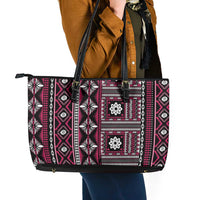 Fiji Masi Tapa Pattern Pink Leather Tote Bag - Polynesian Pride