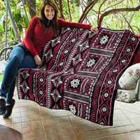 Fiji Masi Tapa Pattern Pink Quilt - Polynesian Pride