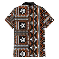 Fiji Masi Tapa Pattern Orange Family Matching Short Sleeve Bodycon Dress and Hawaiian Shirt LT01 - Polynesian Pride