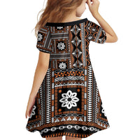 Fiji Masi Tapa Pattern Orange Family Matching Summer Maxi Dress and Hawaiian Shirt - Polynesian Pride
