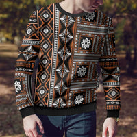 Fiji Masi Tapa Pattern Orange Ugly Christmas Sweater - Polynesian Pride