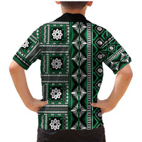 Fiji Masi Tapa Pattern Green Family Matching Mermaid Dress and Hawaiian Shirt LT01 - Polynesian Pride