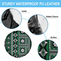 Fiji Masi Tapa Pattern Green Spare Tire Cover - Polynesian Pride