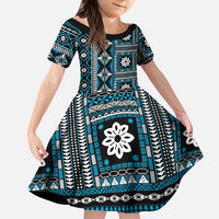 Fiji Masi Tapa Pattern Blue Family Matching Puletasi and Hawaiian Shirt - Polynesian Pride