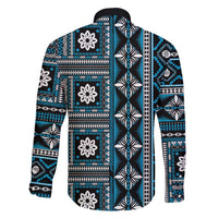 Fiji Masi Tapa Pattern Blue Family Matching Short Sleeve Bodycon Dress and Hawaiian Shirt LT01 - Polynesian Pride