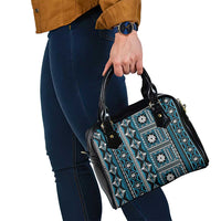 Fiji Masi Tapa Pattern Blue Shoulder Handbag - Polynesian Pride