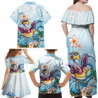 Hawaii Flamingo Family Matching Off Shoulder Maxi Dress and Hawaiian Shirt Plumeria Tropical Beach LT01 - Polynesian Pride