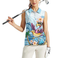 Hawaii Flamingo Women Sleeveless Polo Shirt Plumeria Tropical Beach LT01 - Polynesian Pride