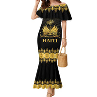Haiti Neg Marron Gold Family Matching Mermaid Dress and Hawaiian Shirt Lespwa pa anyen san aksyon LT01 Mom's Dress Gold - Polynesian Pride
