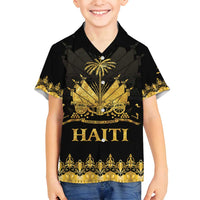Haiti Neg Marron Gold Family Matching Summer Maxi Dress and Hawaiian Shirt Lespwa pa anyen san aksyon LT01 Son's Shirt Gold - Polynesian Pride