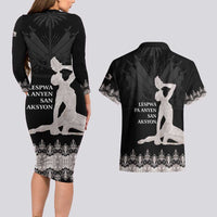 Haiti Neg Marron Silver Couples Matching Long Sleeve Bodycon Dress and Hawaiian Shirt Hope is Nothing Without Action LT01 - Polynesian Pride