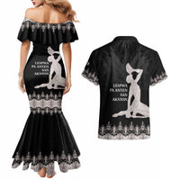 Haiti Neg Marron Silver Couples Matching Mermaid Dress and Hawaiian Shirt Hope is Nothing Without Action LT01 - Polynesian Pride
