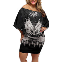 Haiti Neg Marron Silver Family Matching Off Shoulder Short Dress and Hawaiian Shirt Hope is Nothing Without Action LT01 Mom's Dress Silver - Polynesian Pride