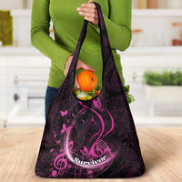 Survivor Melody Pink Grocery Bag Breast Cancer Polynesian Pattern