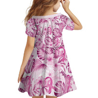 Pink Ribbon Hibiscus Tropical Pattern Family Matching Off Shoulder Maxi Dress and Hawaiian Shirt Breast Cancer LT01 - Polynesian Pride