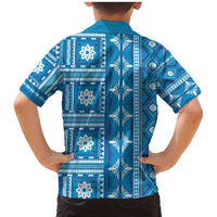 Fiji Masi All Blue Family Matching Mermaid Dress and Hawaiian Shirt Tapa Pattern LT01 - Polynesian Pride