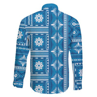 Fiji Masi All Blue Family Matching Summer Maxi Dress and Hawaiian Shirt Tapa Pattern - Polynesian Pride