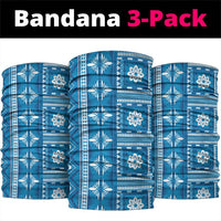 Fiji Masi All Blue Neck Gaiter Tapa Pattern - Polynesian Pride