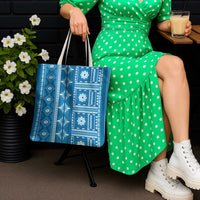 Fiji Masi All Blue Tote Bag Tapa Pattern - Polynesian Pride