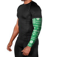 Fiji Masi All Green Arm Sleeves Tapa Pattern - Polynesian Pride