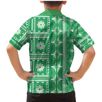 Fiji Masi All Green Family Matching Mermaid Dress and Hawaiian Shirt Tapa Pattern LT01 - Polynesian Pride