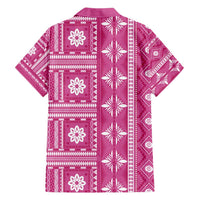 Fiji Masi All Pink Family Matching Short Sleeve Bodycon Dress and Hawaiian Shirt Tapa Pattern LT01 - Polynesian Pride