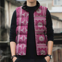 Fiji Masi All Pink Sleeveless Puffer Jacket Tapa Pattern - Polynesian Pride