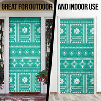 Fiji Masi All Teal Door Cover Tapa Pattern - Polynesian Pride