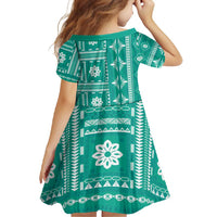 Fiji Masi All Teal Family Matching Tank Maxi Dress and Hawaiian Shirt Tapa Pattern LT01 - Polynesian Pride
