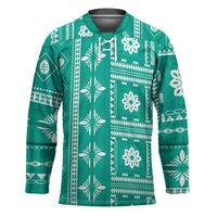 Fiji Masi All Teal Hockey Jersey Tapa Pattern - Polynesian Pride
