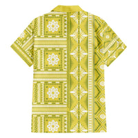 Fiji Masi All Yellow Family Matching Long Sleeve Bodycon Dress and Hawaiian Shirt Tapa Pattern LT01 - Polynesian Pride
