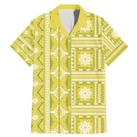 Fiji Masi All Yellow Family Matching Mermaid Dress and Hawaiian Shirt Tapa Pattern LT01 Dad's Shirt - Short Sleeve Yellow - Polynesian Pride