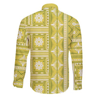 Fiji Masi All Yellow Family Matching Off The Shoulder Long Sleeve Dress and Hawaiian Shirt Tapa Pattern LT01 - Polynesian Pride